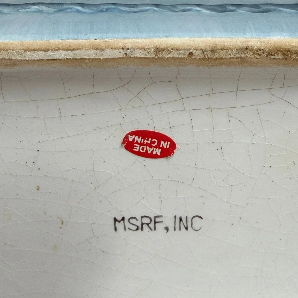 MSRF Inc Vintage Blue White Ceramic Cookies Jar with Lid 1990's‎ Cotttagecore